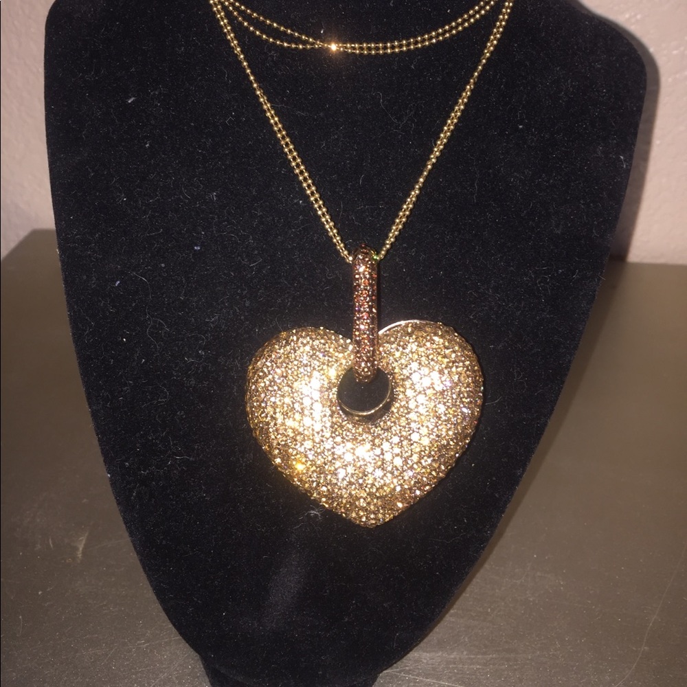 Heart Crystal puff necklace